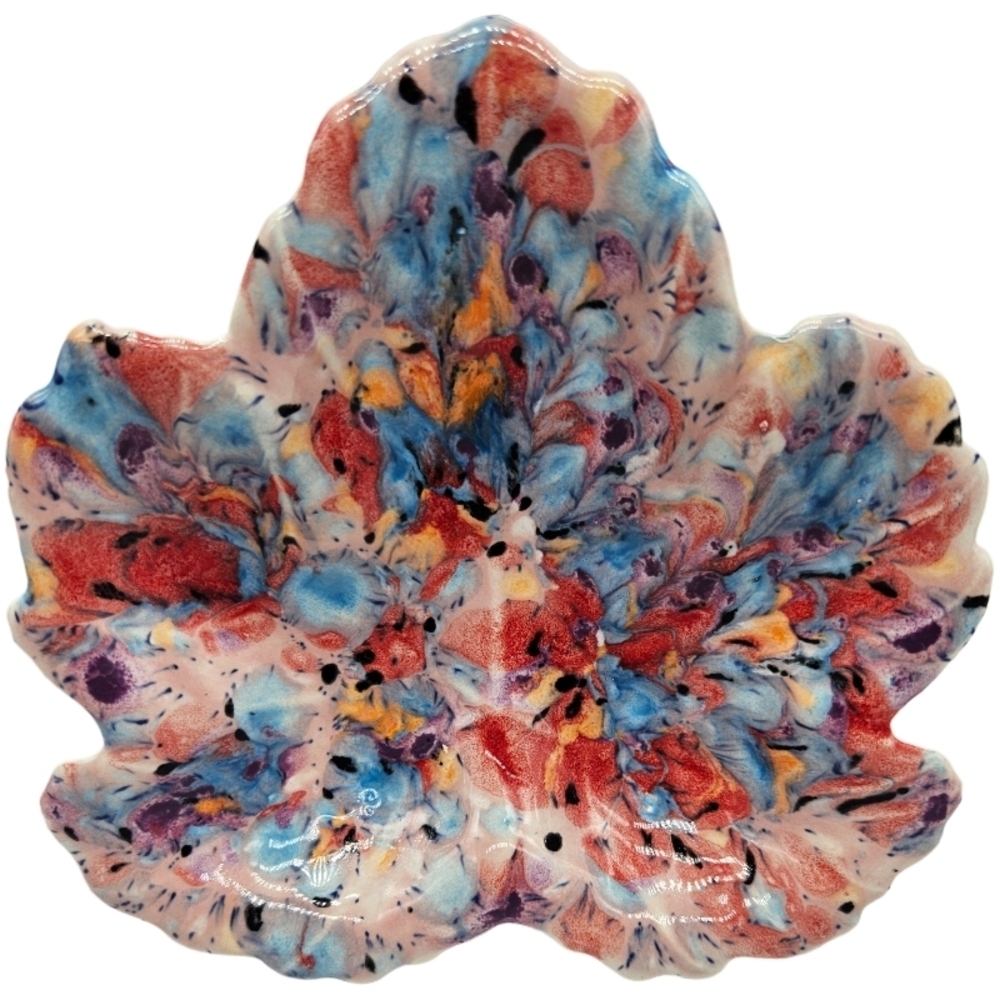 Pink Pottery Trinket Dish with Splatter Paint Design